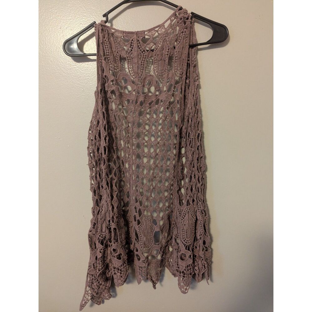 Say What? Sleeveless Crochet Sweater, Medium